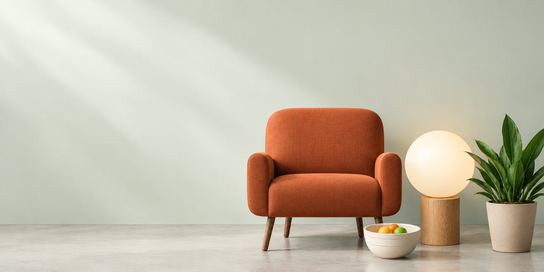 A lounge chair and a lamp in the SoHo store